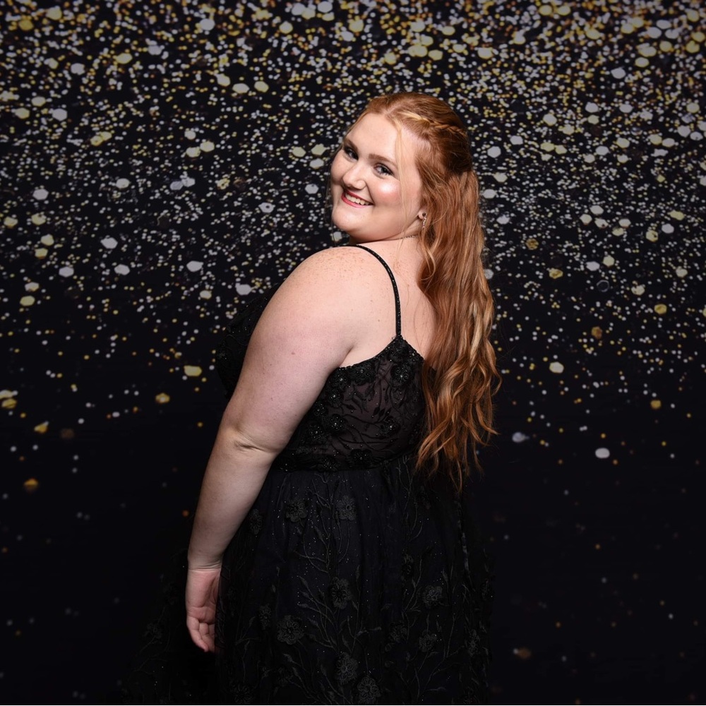 Black spaghetti strap Homecoming dress.